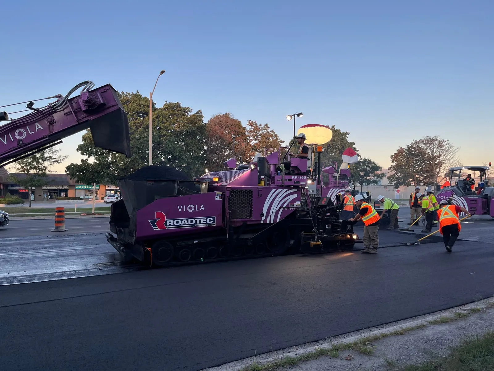 Paving at dusk